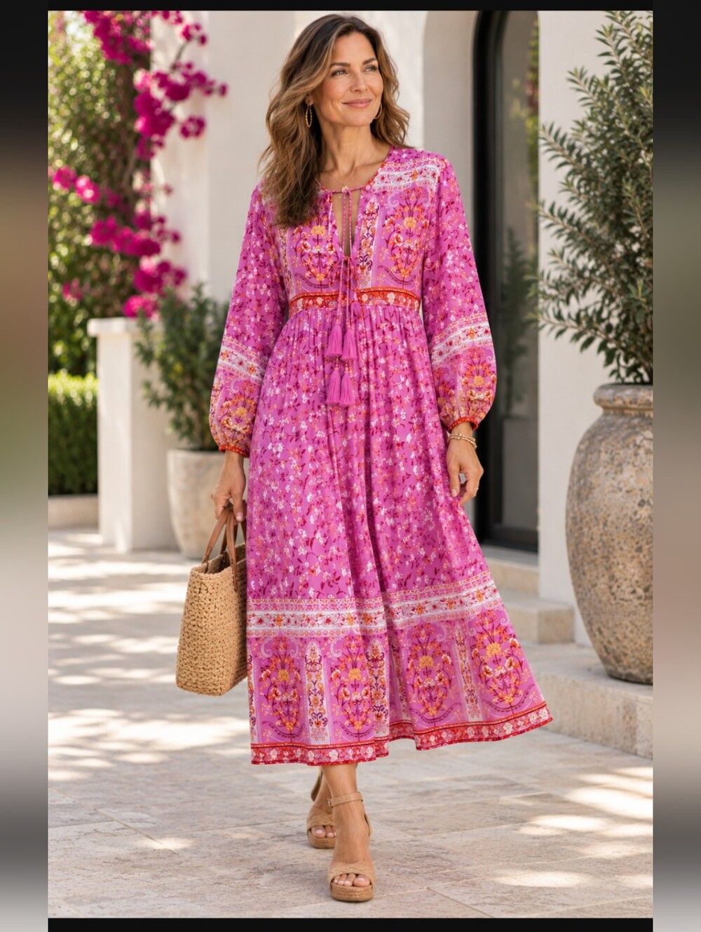 NWT R. Vioimos Dress Floral Retro Boho XL